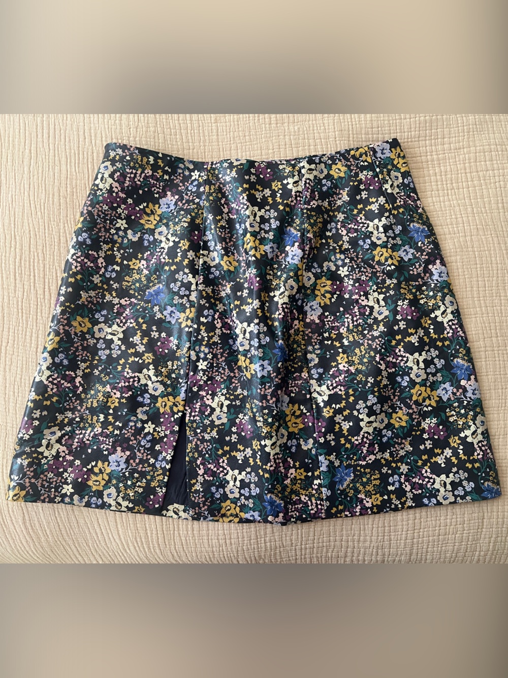Maeve by Anthropologie Pleather Floral Mini Skirt